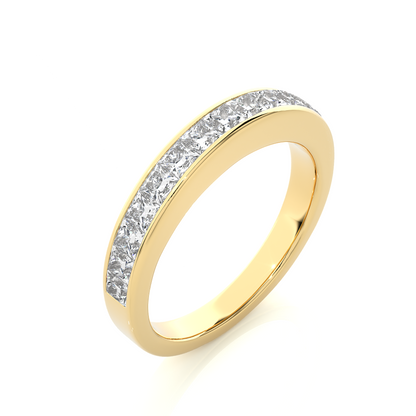 Labgrown Diamond Band Ring in 14KT White Gold Half Eternity Band With Elegant Channel Set Design - HIGHCARAT DIAMONDS