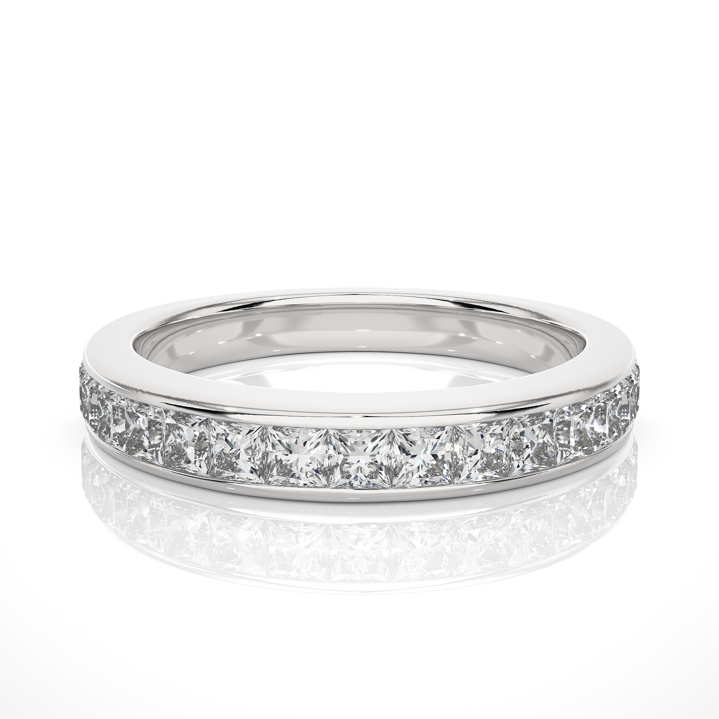 Labgrown Diamond Band Ring in 14KT White Gold Half Eternity Band With Elegant Channel Set Design - HIGHCARAT DIAMONDS