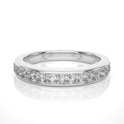 Labgrown Diamond Band Ring in 14KT White Gold Half Eternity Band With Elegant Channel Set Design - HIGHCARAT DIAMONDS
