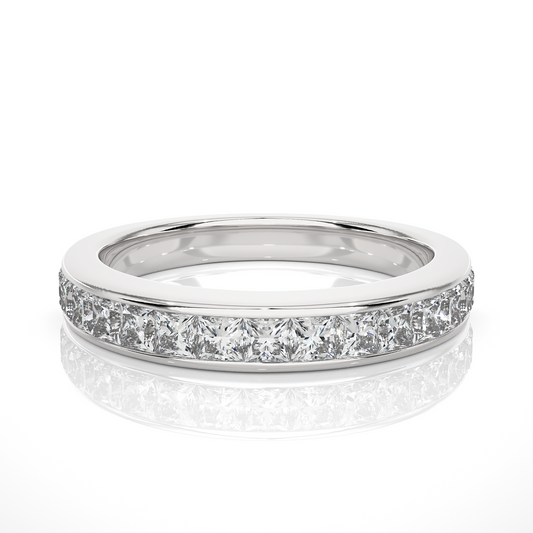 Labgrown Diamond Band Ring in 14KT White Gold Half Eternity Band With Elegant Channel Set Design - HIGHCARAT DIAMONDS