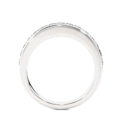Labgrown Diamond Band Ring in 14KT White Gold Half Eternity Band With Elegant Channel Set Design - HIGHCARAT DIAMONDS