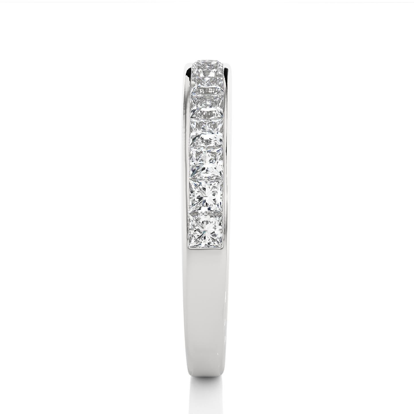 Labgrown Diamond Band Ring in 14KT White Gold Half Eternity Band With Elegant Channel Set Design - HIGHCARAT DIAMONDS