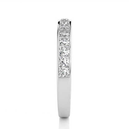 Labgrown Diamond Band Ring in 14KT White Gold Half Eternity Band With Elegant Channel Set Design - HIGHCARAT DIAMONDS