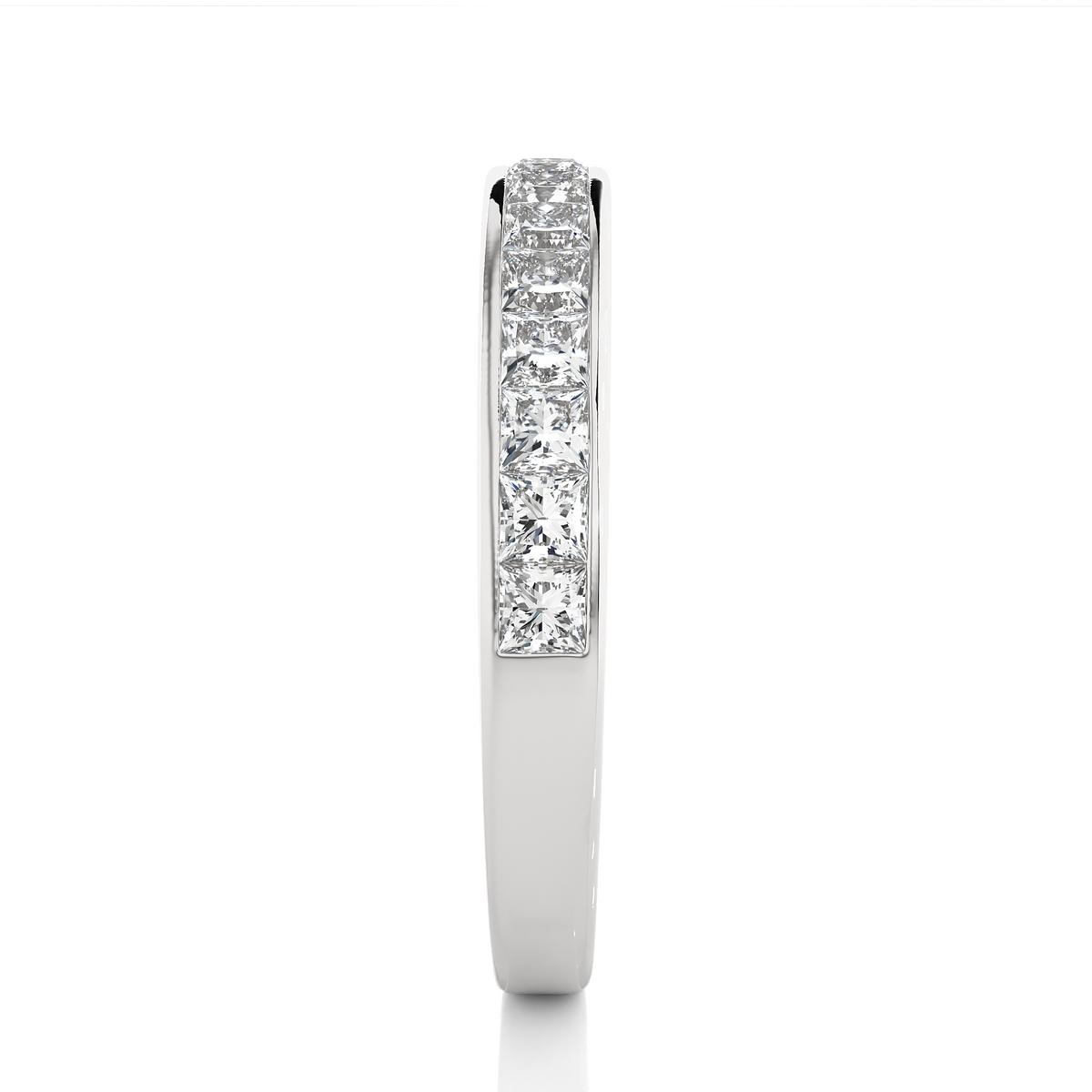 Labgrown Diamond Band Ring in 14KT White Gold Half Eternity Band With Elegant Channel Set Design - HIGHCARAT DIAMONDS