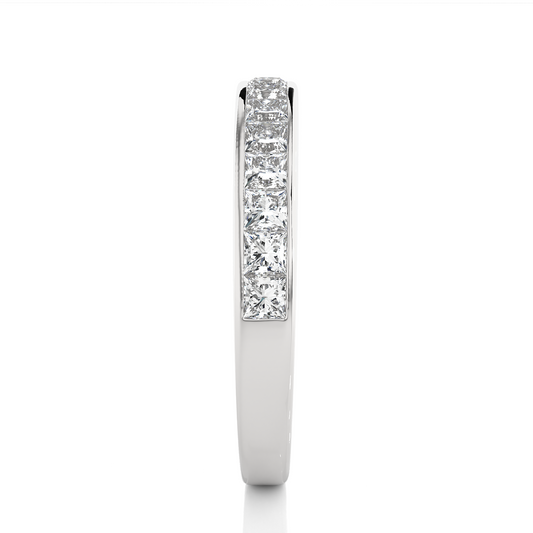 Labgrown Diamond Band Ring in 14KT White Gold Half Eternity Band With Elegant Channel Set Design - HIGHCARAT DIAMONDS