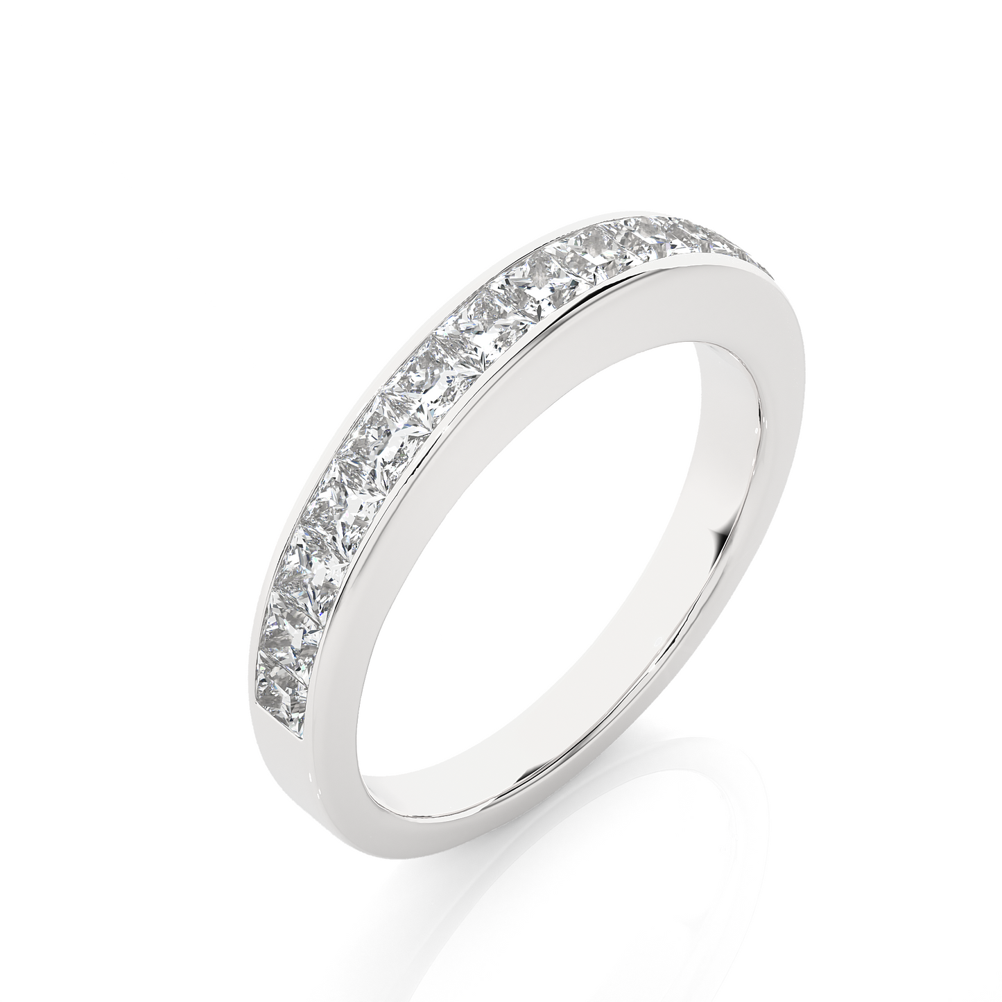 Labgrown Diamond Band Ring in 14KT White Gold Half Eternity Band With Elegant Channel Set Design - HIGHCARAT DIAMONDS