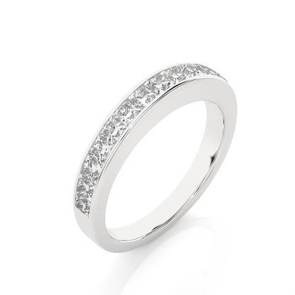 Labgrown Diamond Band Ring in 14KT White Gold Half Eternity Band With Elegant Channel Set Design - HIGHCARAT DIAMONDS