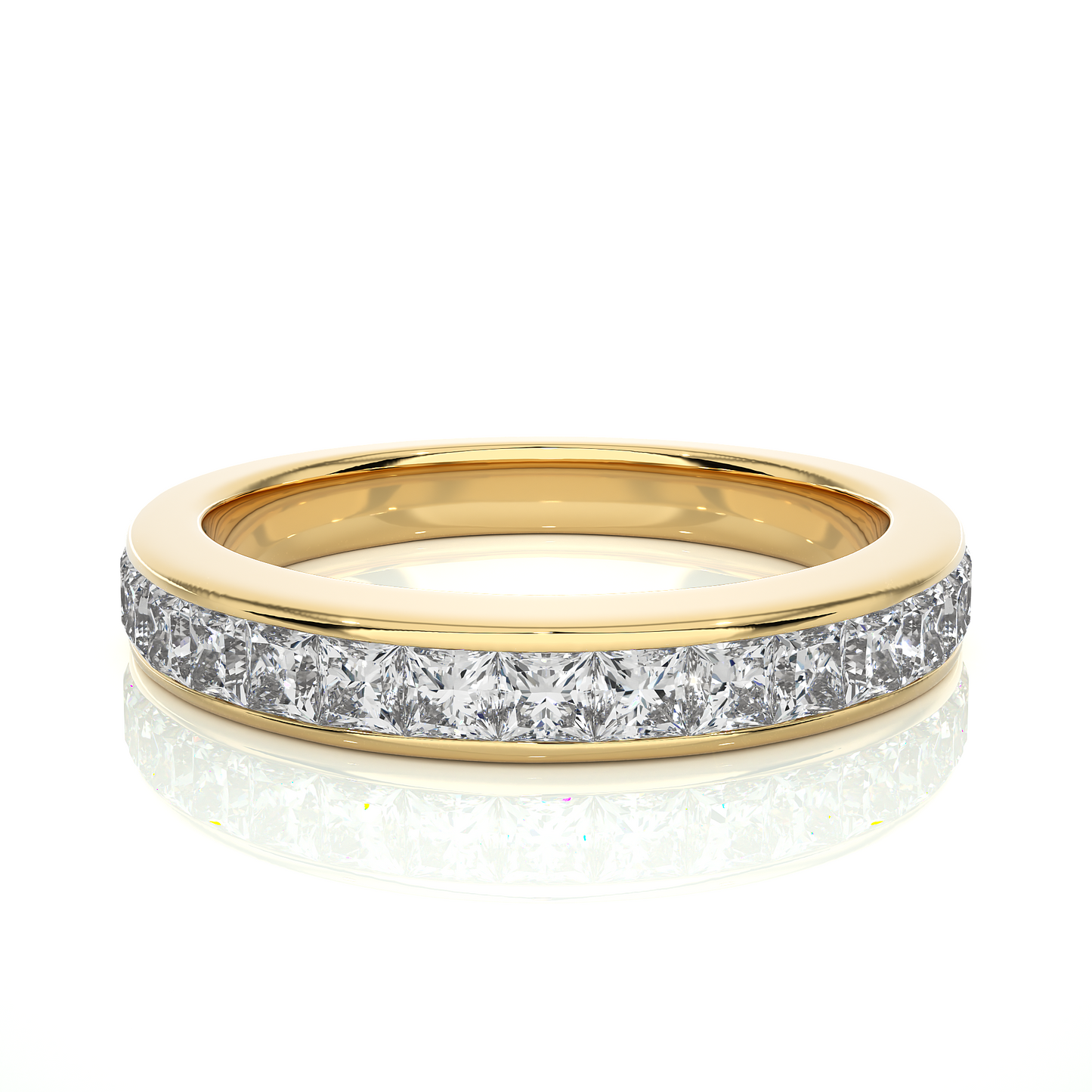 Labgrown Diamond Band Ring in 14KT White Gold Half Eternity Band With Elegant Channel Set Design - HIGHCARAT DIAMONDS