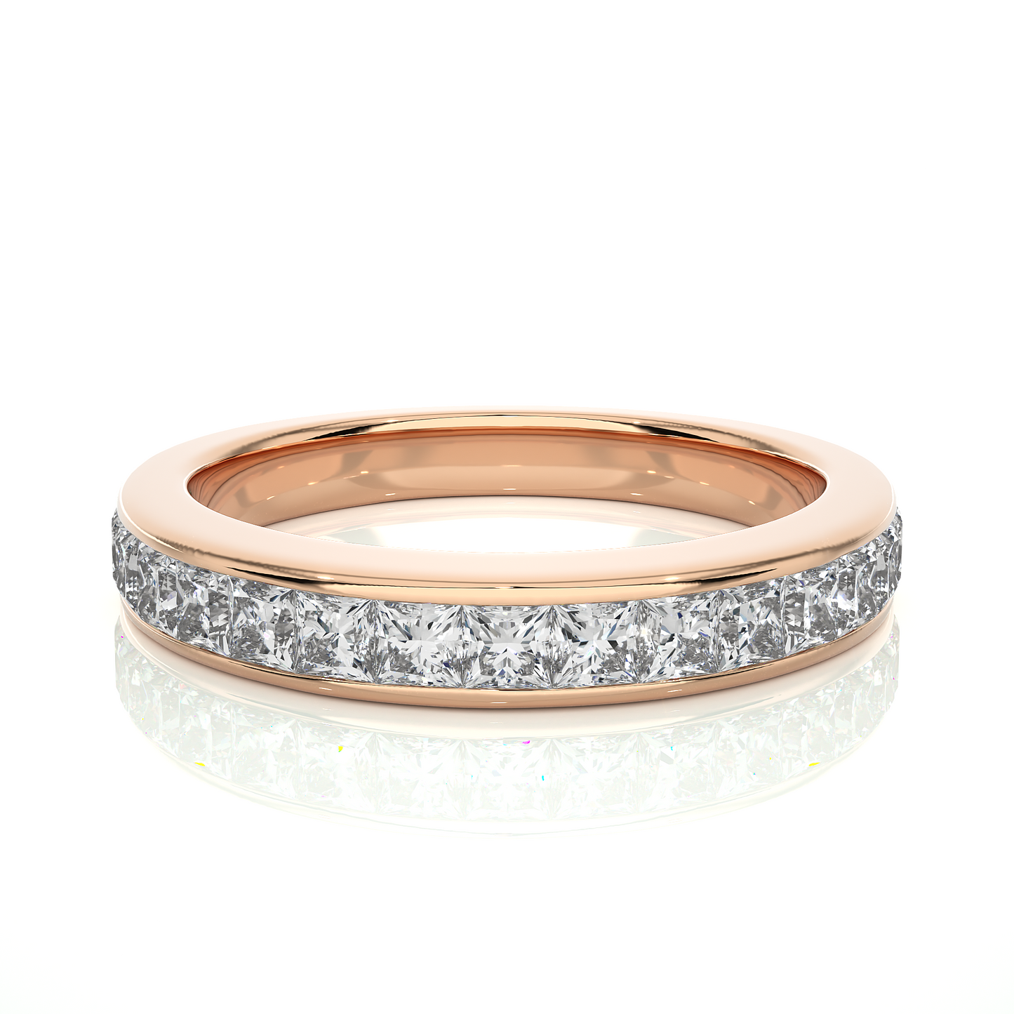 Labgrown Diamond Band Ring in 14KT White Gold Half Eternity Band With Elegant Channel Set Design - HIGHCARAT DIAMONDS