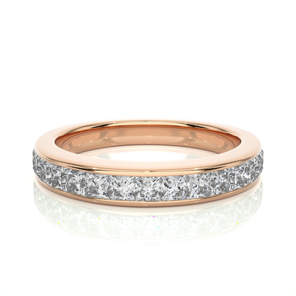 Labgrown Diamond Band Ring in 14KT White Gold Half Eternity Band With Elegant Channel Set Design - HIGHCARAT DIAMONDS