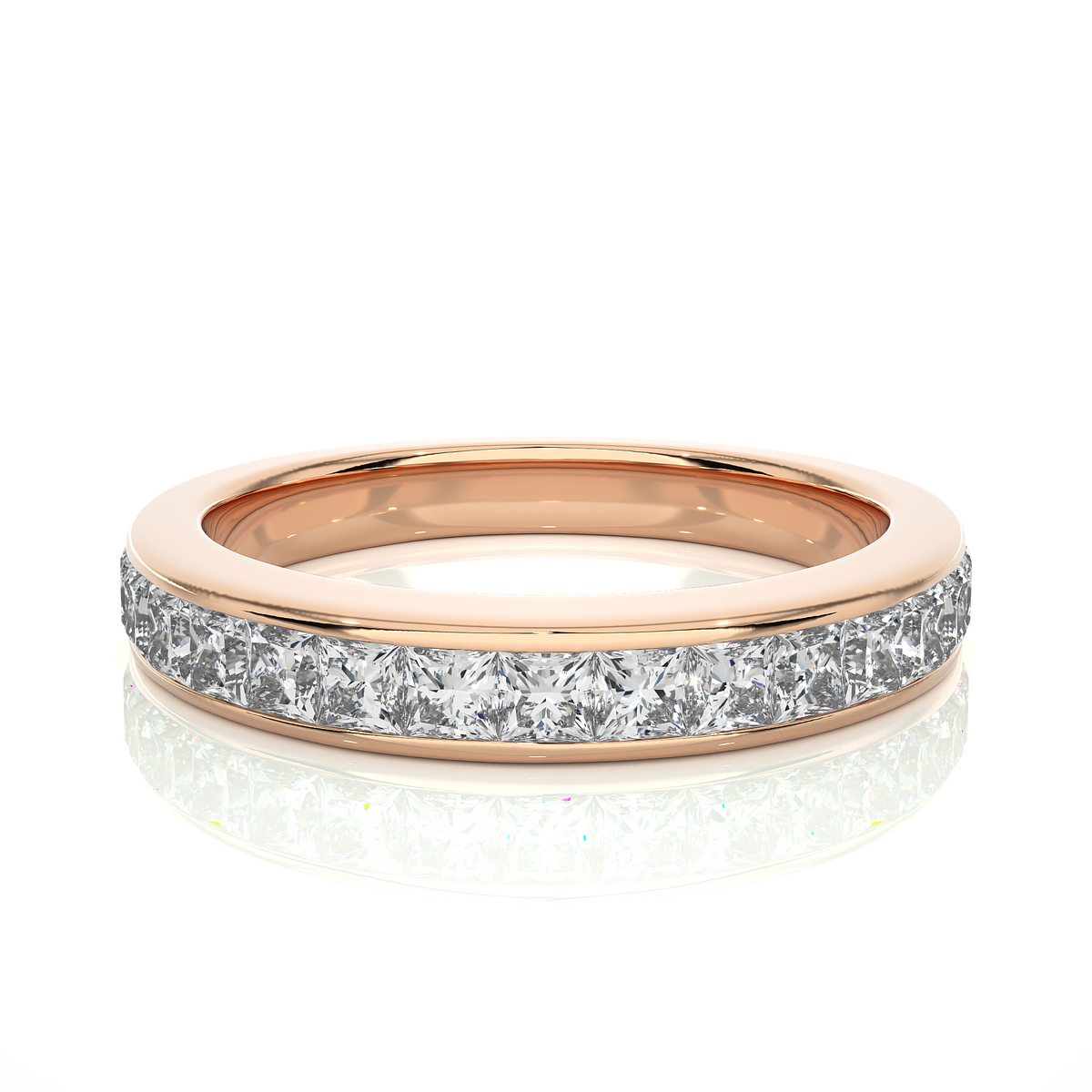Labgrown Diamond Band Ring in 14KT White Gold Half Eternity Band With Elegant Channel Set Design - HIGHCARAT DIAMONDS
