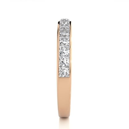 Labgrown Diamond Band Ring in 14KT White Gold Half Eternity Band With Elegant Channel Set Design - HIGHCARAT DIAMONDS