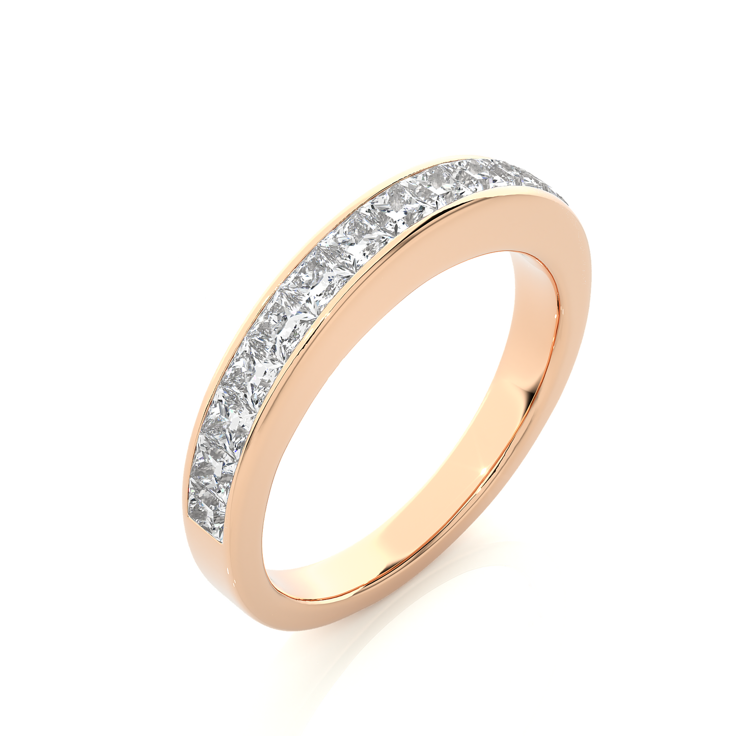 Labgrown Diamond Band Ring in 14KT White Gold Half Eternity Band With Elegant Channel Set Design - HIGHCARAT DIAMONDS