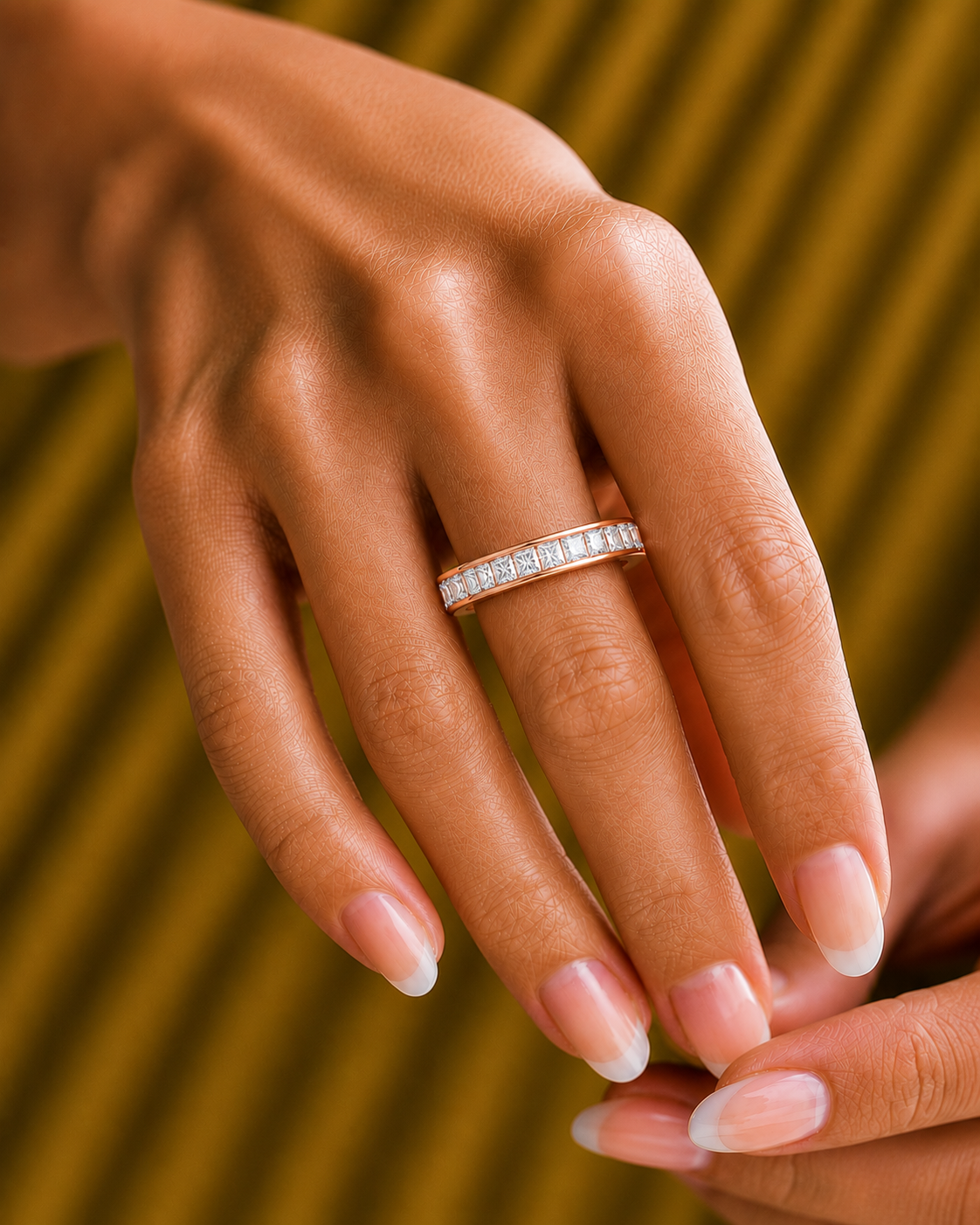 Labgrown Diamond Band Ring in 14KT White Gold Half Eternity Band With Elegant Channel Set Design - HIGHCARAT DIAMONDS