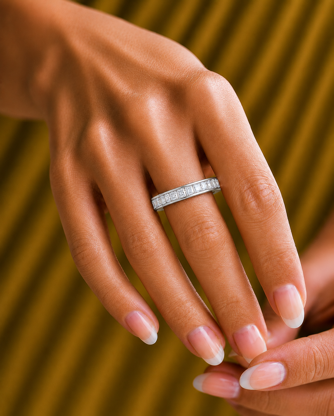 Labgrown Diamond Band Ring in 14KT White Gold Half Eternity Band With Elegant Channel Set Design - HIGHCARAT DIAMONDS