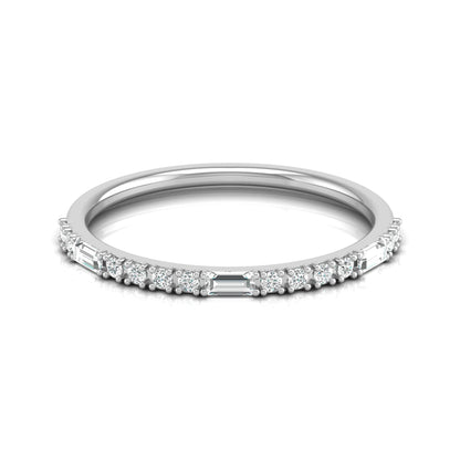 Labgrown Ecofriendly  Baguette and Round Diamond Half-Eternity Stackable Band Ring For Anniversary Gift