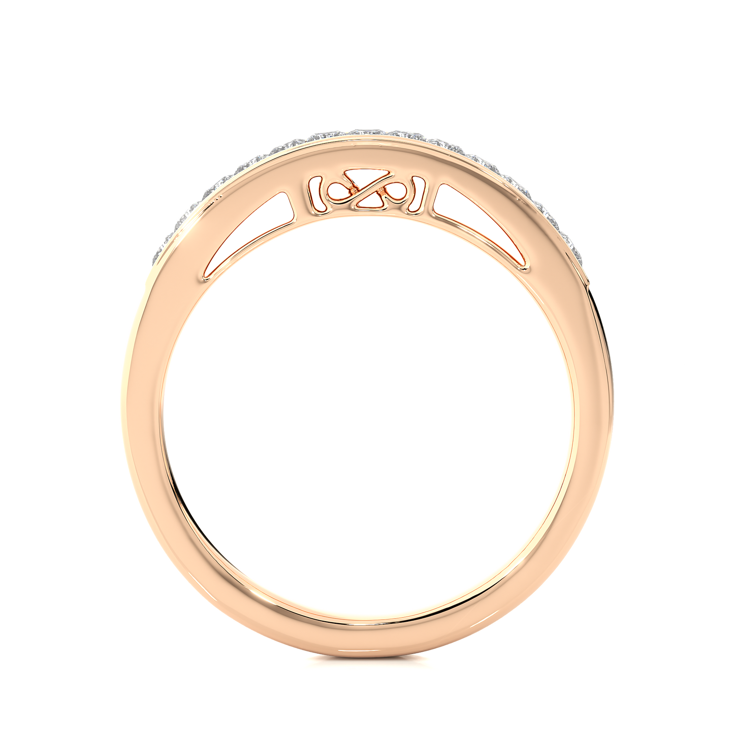 Labgrown Princess Cut Gold Half Eternity Band Ring 14K Solid Gold Stackable Band for Women's - HIGHCARAT DIAMONDS
