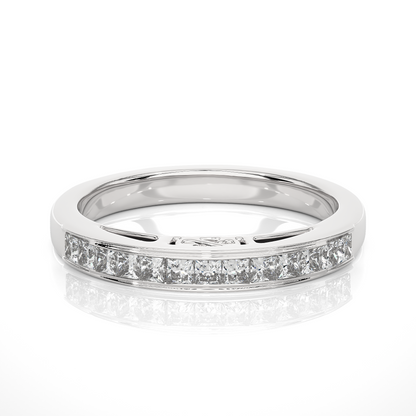 Labgrown Princess Cut Gold Half Eternity Band Ring 14K Solid Gold Stackable Band for Women's - HIGHCARAT DIAMONDS