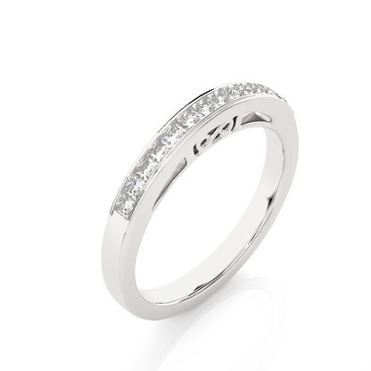 Labgrown Princess Cut Gold Half Eternity Band Ring 14K Solid Gold Stackable Band for Women's - HIGHCARAT DIAMONDS