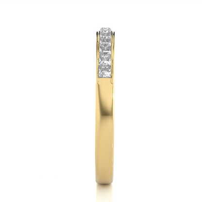 Labgrown Princess Cut Gold Half Eternity Band Ring 14K Solid Gold Stackable Band for Women's - HIGHCARAT DIAMONDS