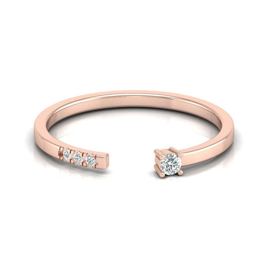 Labgrown Round Diamond Open Cuff Ring In 18K Solid Gold A Touch of Timeless Elegance - HIGHCARAT DIAMONDS