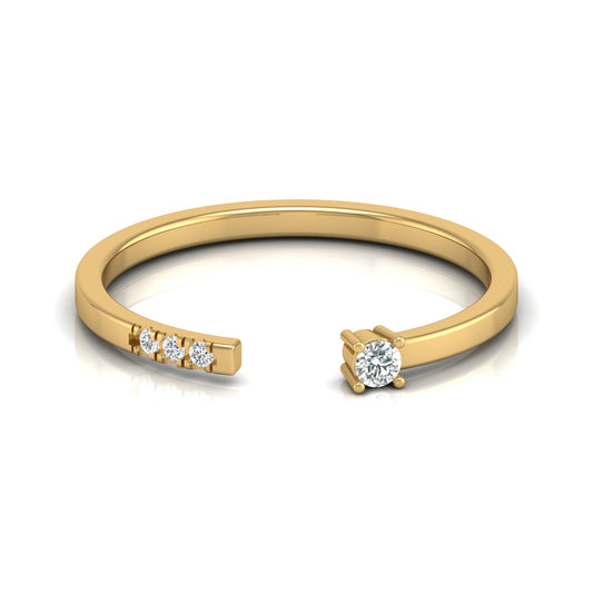 Labgrown Round Diamond Open Cuff Ring In 18K Solid Gold A Touch of Timeless Elegance - HIGHCARAT DIAMONDS