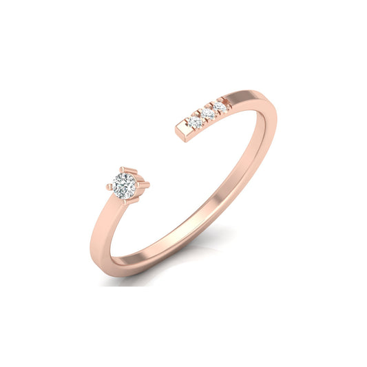 Labgrown Round Diamond Open Cuff Ring In 18K Solid Gold A Touch of Timeless Elegance - HIGHCARAT DIAMONDS