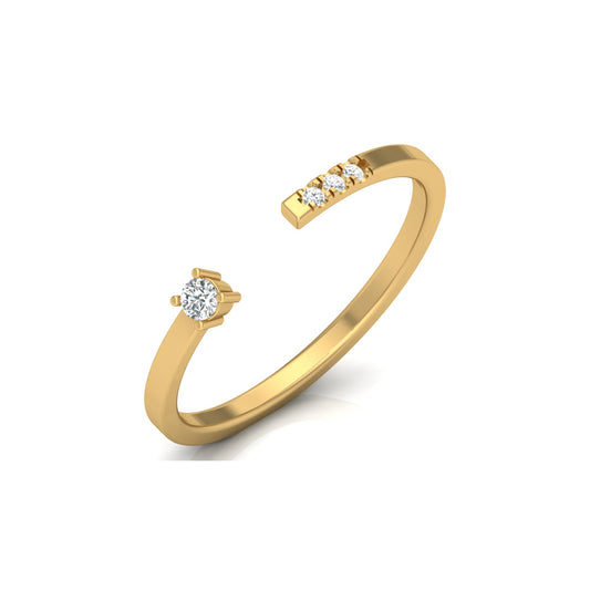 Labgrown Round Diamond Open Cuff Ring In 18K Solid Gold A Touch of Timeless Elegance - HIGHCARAT DIAMONDS