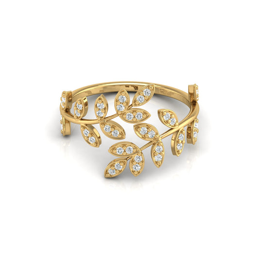 Leaf Diamond Ring In 18K Gold Nature-Inspired Statement Ring For the One You Love - HIGHCARAT DIAMONDS