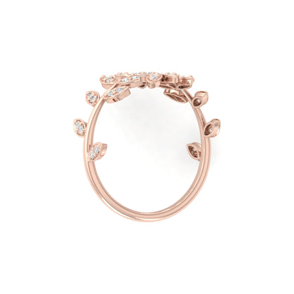 Leaf Diamond Ring In 18K Gold Nature-Inspired Statement Ring For the One You Love - HIGHCARAT DIAMONDS