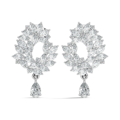 14K Rose Gold Marquise Cluster Earrings with Pear Drop Wedding & Party Jewelry For Her - HIGHCARAT DIAMONDS