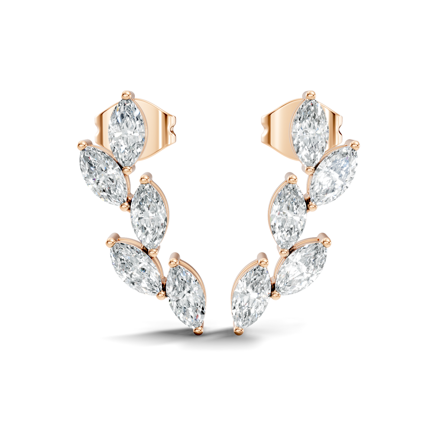 10k Solid Rose Gold Dainty 1.00 carat Marquise Shape Lab grown & Natural Diamond Earrings For Her - HIGHCARAT DIAMONDS