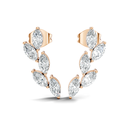 10k Solid Rose Gold Dainty 1.00 carat Marquise Shape Lab grown & Natural Diamond Earrings For Her - HIGHCARAT DIAMONDS