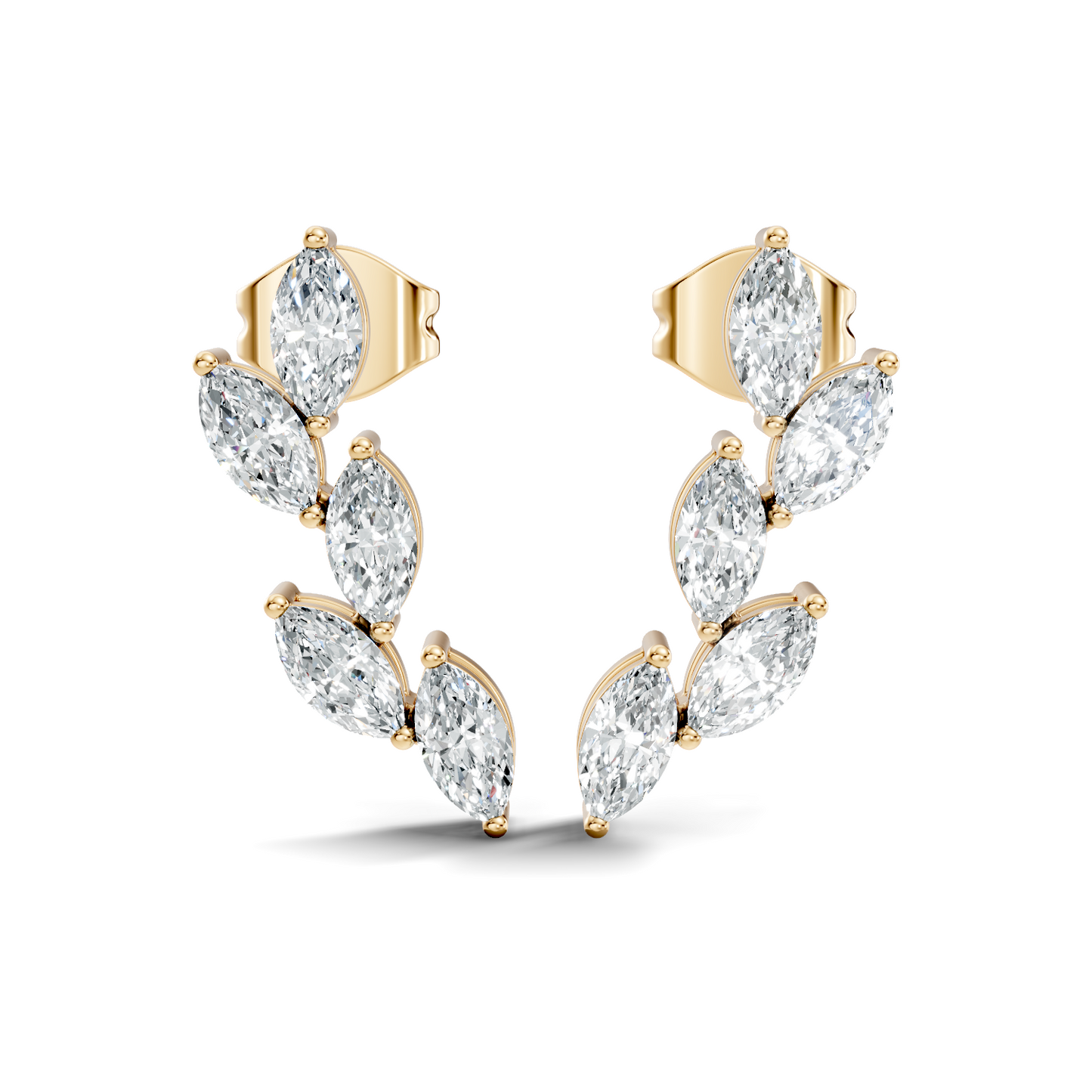 10k Solid Rose Gold Dainty 1.00 carat Marquise Shape Lab grown & Natural Diamond Earrings For Her - HIGHCARAT DIAMONDS