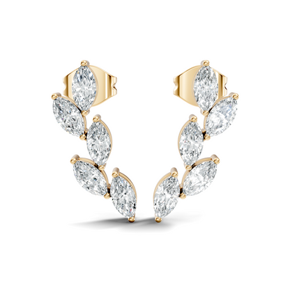 10k Solid Rose Gold Dainty 1.00 carat Marquise Shape Lab grown & Natural Diamond Earrings For Her - HIGHCARAT DIAMONDS