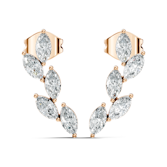 10k Solid Rose Gold Dainty 1.00 carat Marquise Shape Lab grown & Natural Diamond Earrings For Her - HIGHCARAT DIAMONDS
