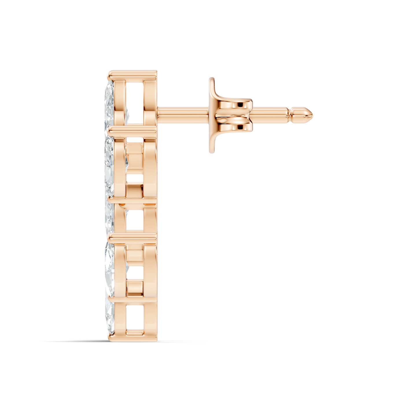 10k Solid Rose Gold Dainty 1.00 carat Marquise Shape Lab grown & Natural Diamond Earrings For Her - HIGHCARAT DIAMONDS