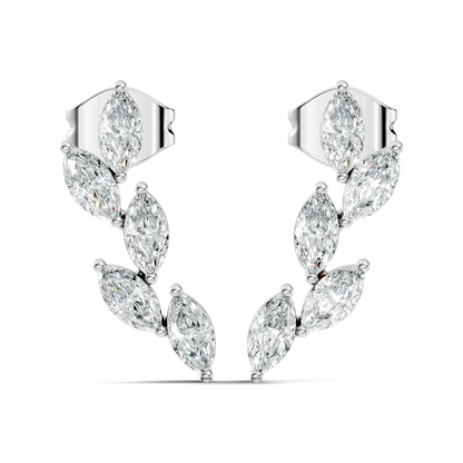 10k Solid Rose Gold Dainty 1.00 carat Marquise Shape Lab grown & Natural Diamond Earrings For Her - HIGHCARAT DIAMONDS