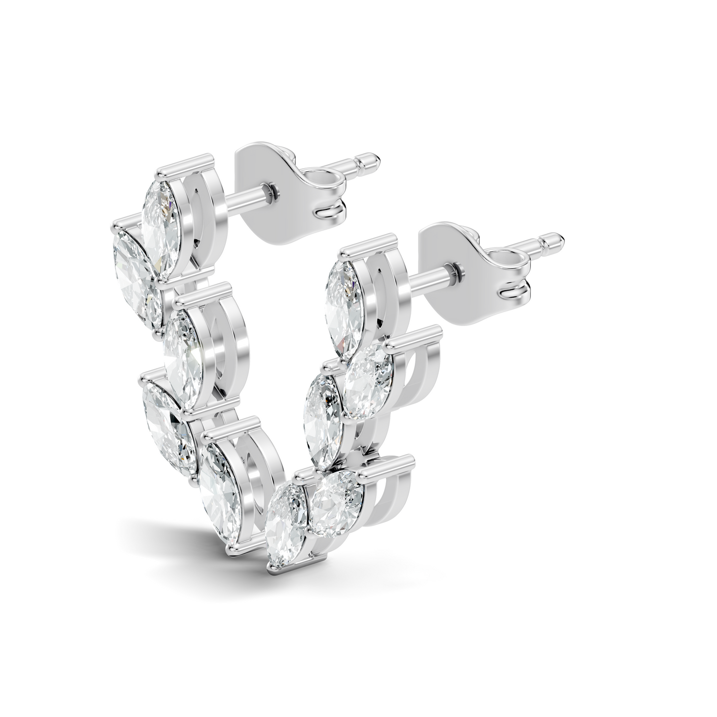 10k Solid Rose Gold Dainty 1.00 carat Marquise Shape Lab grown & Natural Diamond Earrings For Her - HIGHCARAT DIAMONDS
