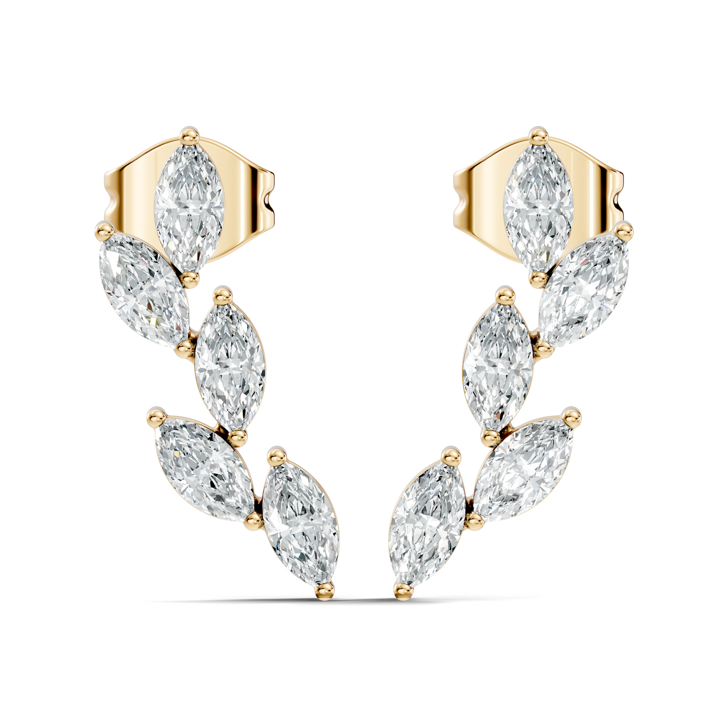 10k Solid Rose Gold Dainty 1.00 carat Marquise Shape Lab grown & Natural Diamond Earrings For Her - HIGHCARAT DIAMONDS