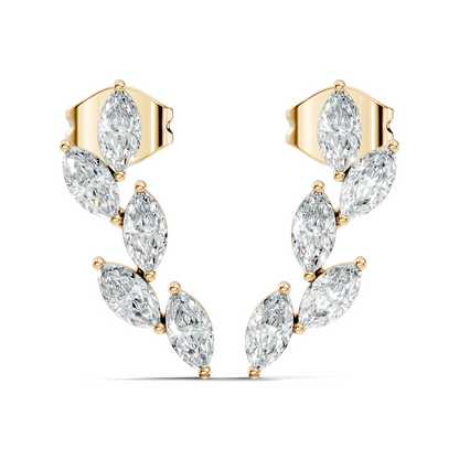 10k Solid Rose Gold Dainty 1.00 carat Marquise Shape Lab grown & Natural Diamond Earrings For Her - HIGHCARAT DIAMONDS