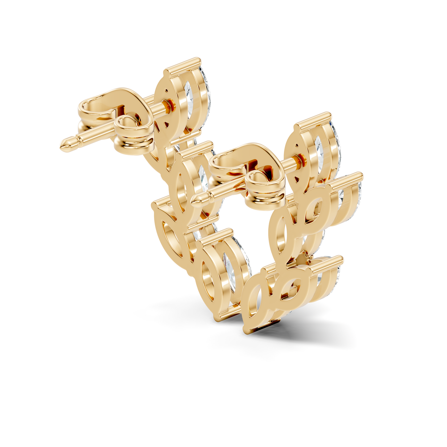 10k Solid Rose Gold Dainty 1.00 carat Marquise Shape Lab grown & Natural Diamond Earrings For Her - HIGHCARAT DIAMONDS