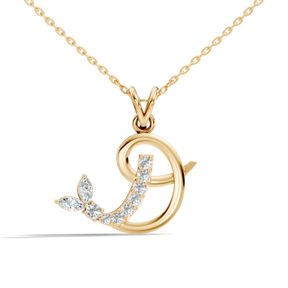 Leaf Swirl Lab-Grown Diamond Pendant 14K Gold Elegant Nature-Inspired Jewelry