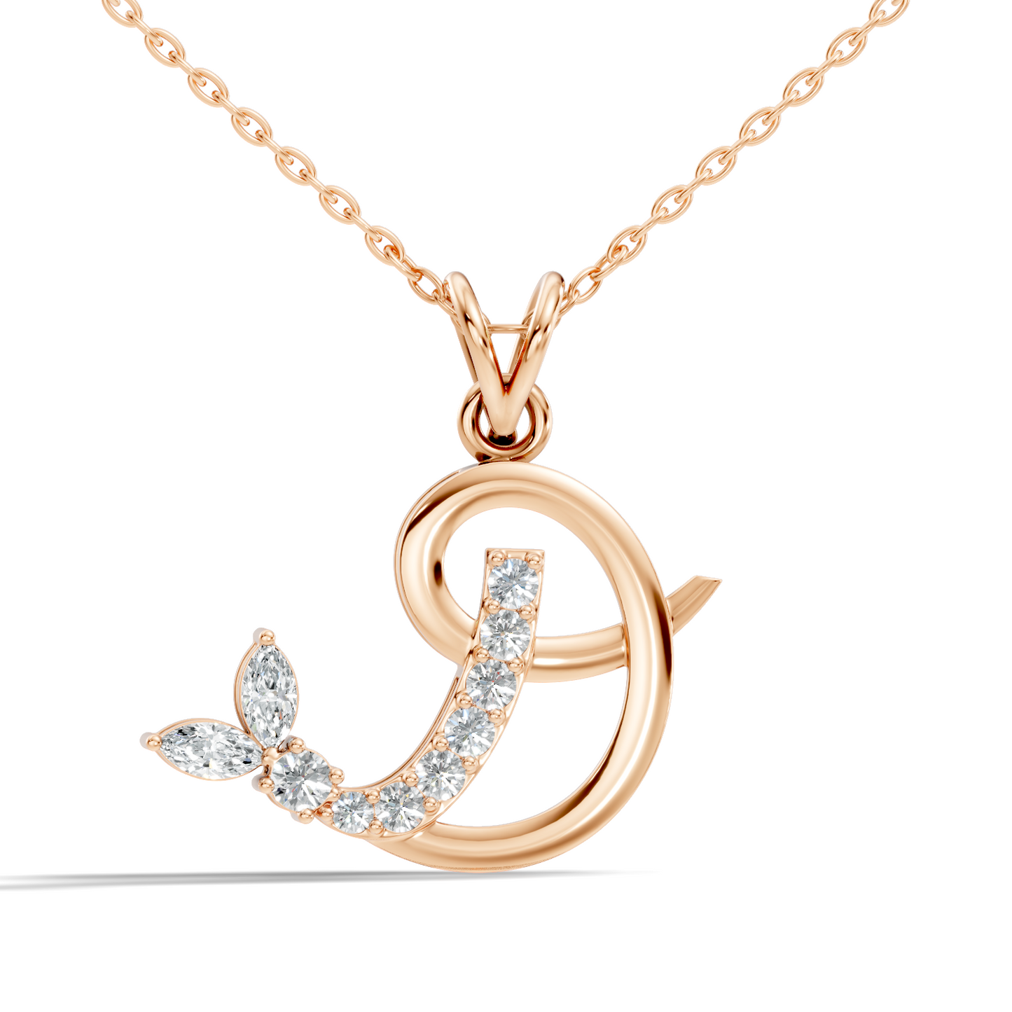 Leaf Swirl Lab-Grown Diamond Pendant 14K Gold Elegant Nature-Inspired Jewelry