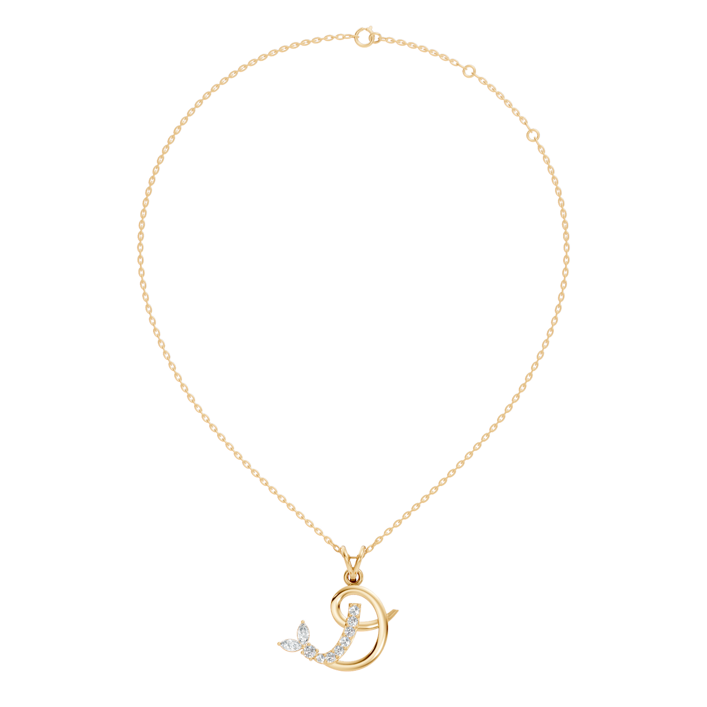 Leaf Swirl Lab-Grown Diamond Pendant 14K Gold Elegant Nature-Inspired Jewelry