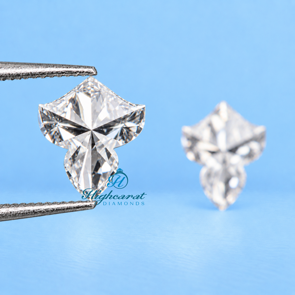 Close-up view of antique leaf shape lab grown diamond