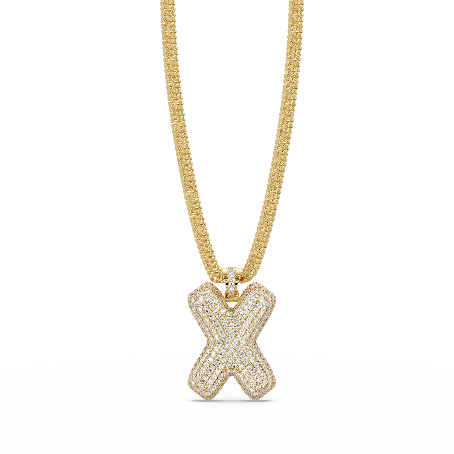 Letter X Lab Grown Diamond Charm Pendant Necklace - HIGHCARAT DIAMONDS
