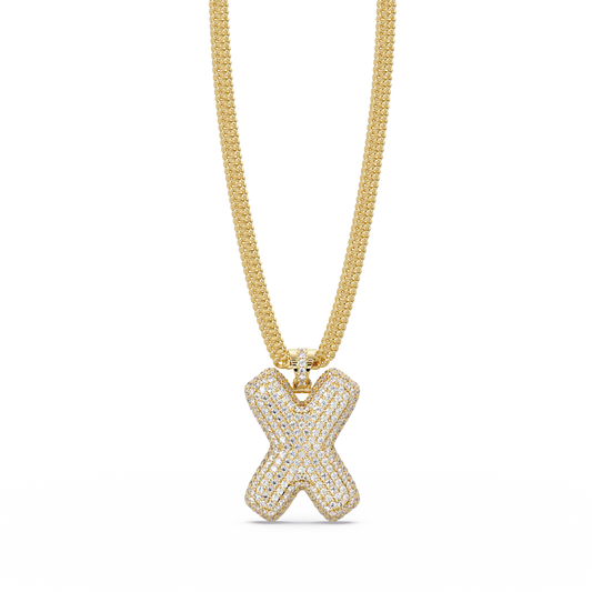 Letter X Lab Grown Diamond Charm Pendant Necklace - HIGHCARAT DIAMONDS