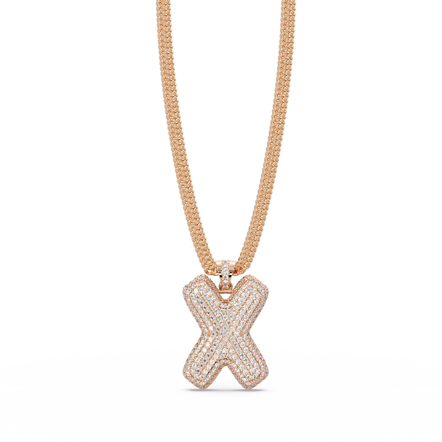 Letter X Lab Grown Diamond Charm Pendant Necklace - HIGHCARAT DIAMONDS