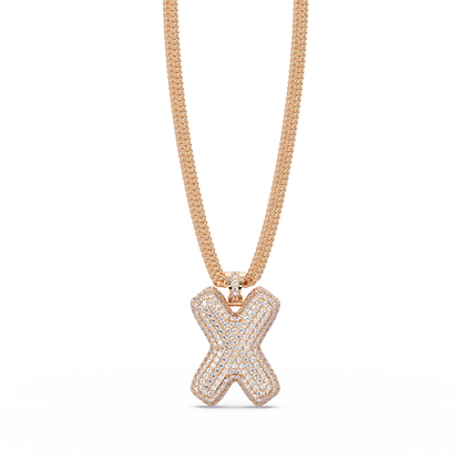 Letter X Lab Grown Diamond Charm Pendant Necklace - HIGHCARAT DIAMONDS